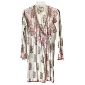 Juliet Dunn London Sequin White Pink Gold Swimsuit Beach Coverup Wrap Dress 1
